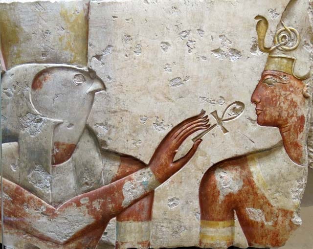 Horus holds an ankh to Ramses II. The ankh, called the cross of life, is a 5,000 year old symbol of eternal life. Coptic Christians adopted it as a symbol of the promise of everlasting life. Horus holds an ankh to Ramses II. The ankh, called the cross of life, is a 5,000 year old symbol of eternal life. Coptic Christians adopted it as a symbol of the promise of everlasting life.