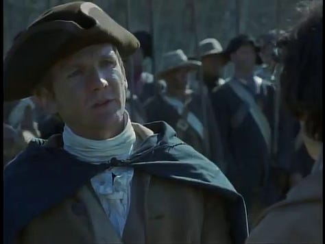 Colonel John Glover; Glover informs McKenzie that his boats have been commandeered; McKenzie shouts that he'll see them all hang.