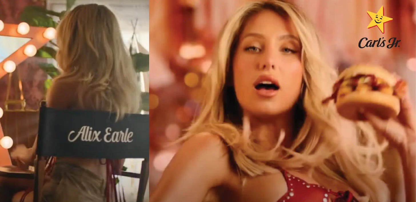 Alix Earle in a Carl's Jr ad