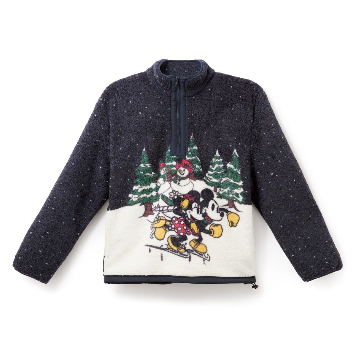 The Mickey and Minnie Mouse Faux Shearling Holiday 1/4 Zip Jacket. Image: Disney Store The Mickey and Minnie Mouse Faux Shearling Holiday 1/4 Zip Jacket. Image: Disney Store