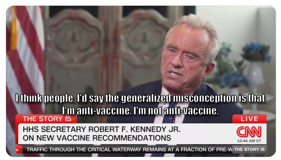 RFK, Jr is now, and has always been, anti-vaccine. RFK, Jr is now, and has always been, anti-vaccine.