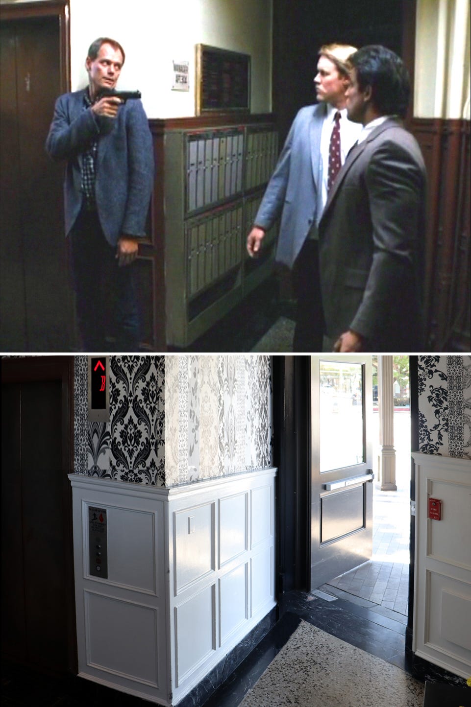 Filming locations then and now from the TV series Hunter episode Scrap Metal.