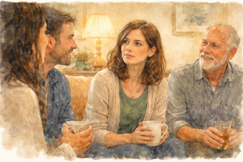 Woman engaged in conversation at a gathering, reflecting sensitivity and awareness of subtle emotional cues. Woman engaged in conversation at a gathering, reflecting sensitivity and awareness of subtle emotional cues.