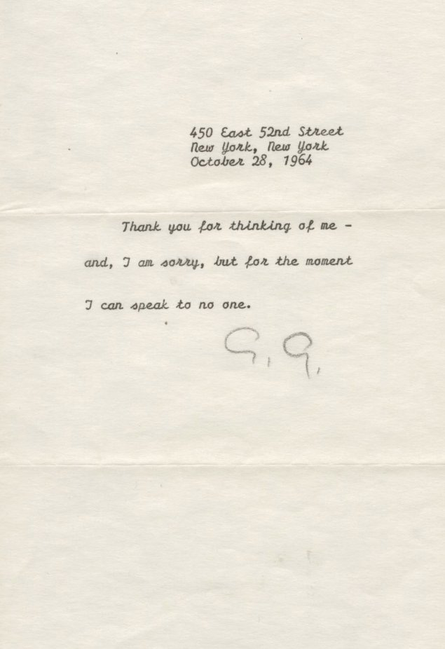 Letters of Note Twitterissä: "This letter from Greta Garbo is now my canned  response on gmail https://t.co/XTU1GPhzNL https://t.co/9fdmFKOArU" / Twitter