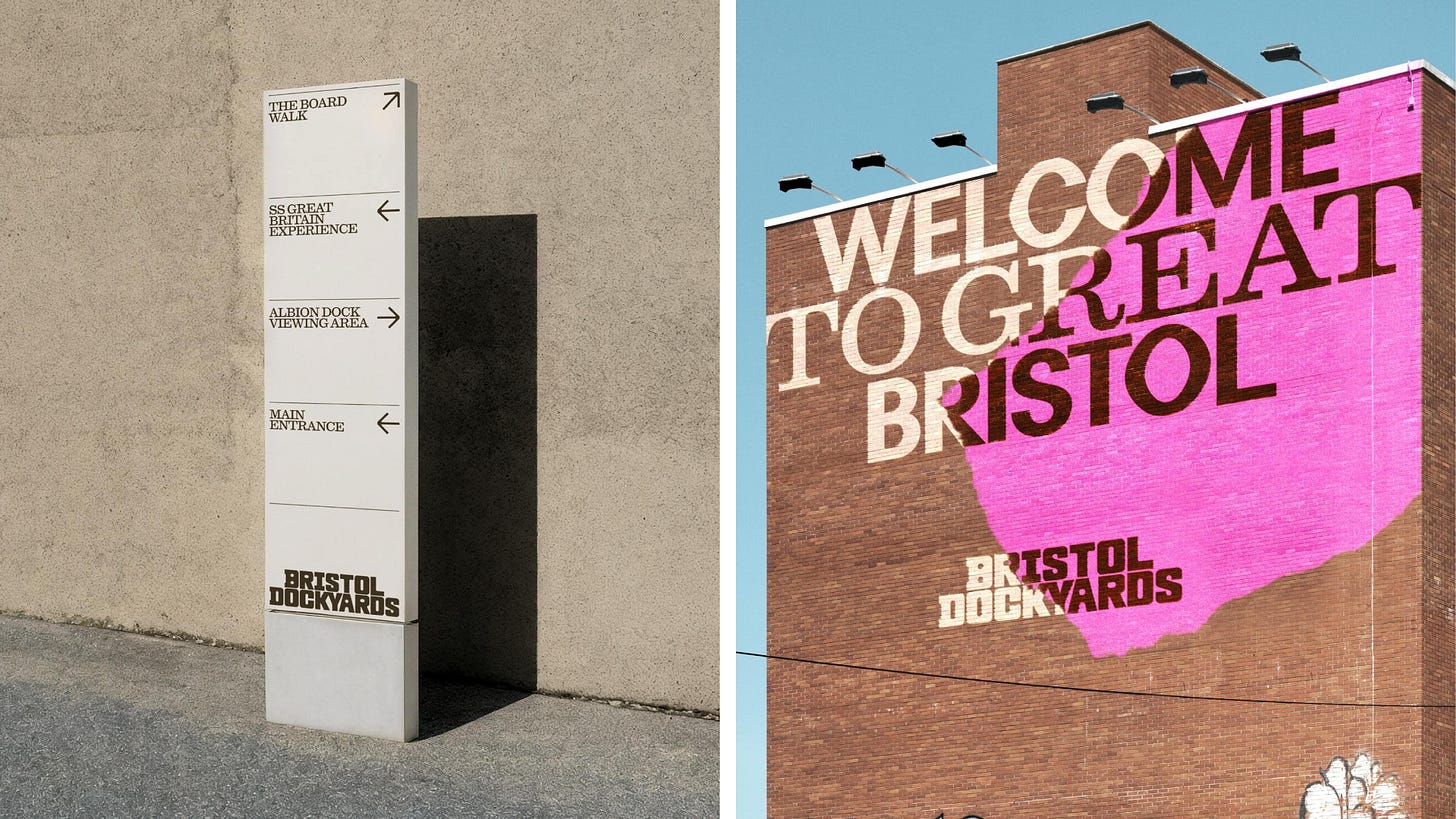 how and how bristol dockyards branding identity design bpo review signage typography