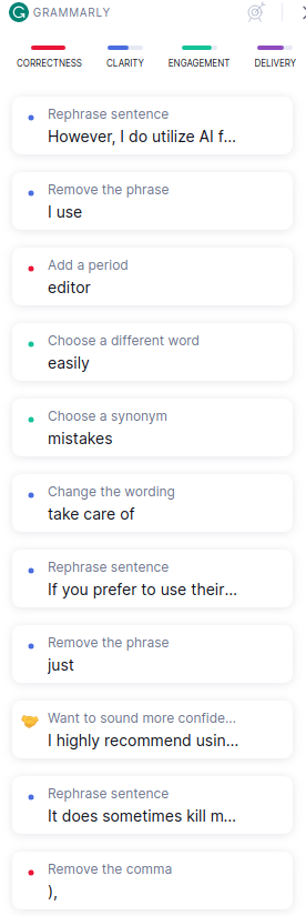 Grammarly AI editing tool is indispensable.