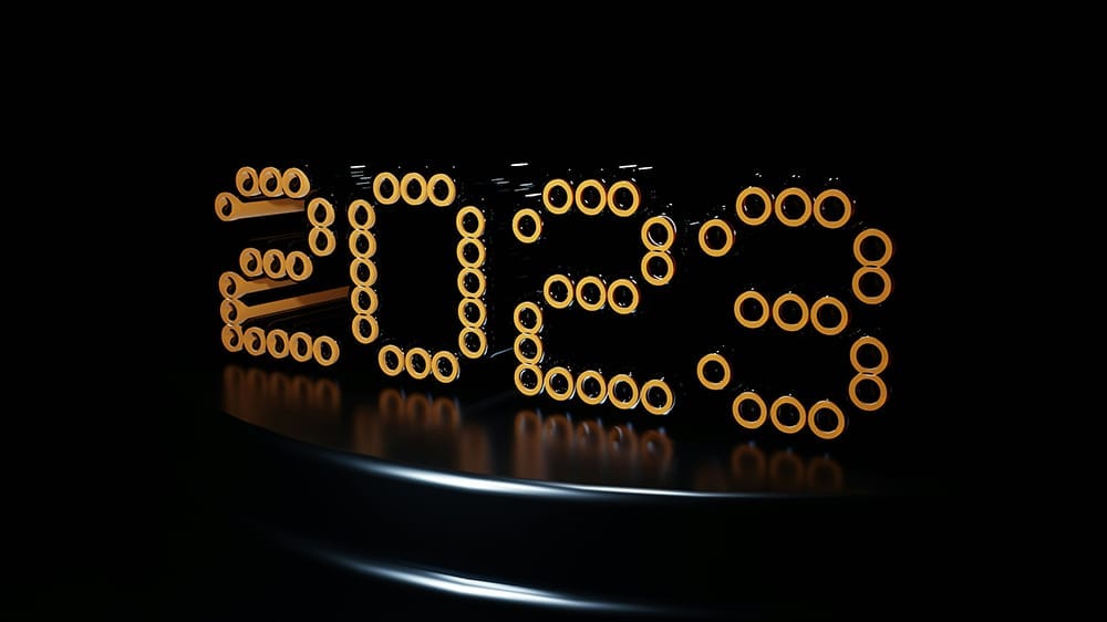 A render of 2023 on a black background A render of 2023 on a black background