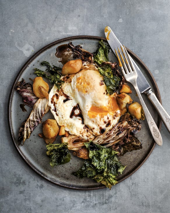 Balsamic Fried Eggs with Roasted Radicchio