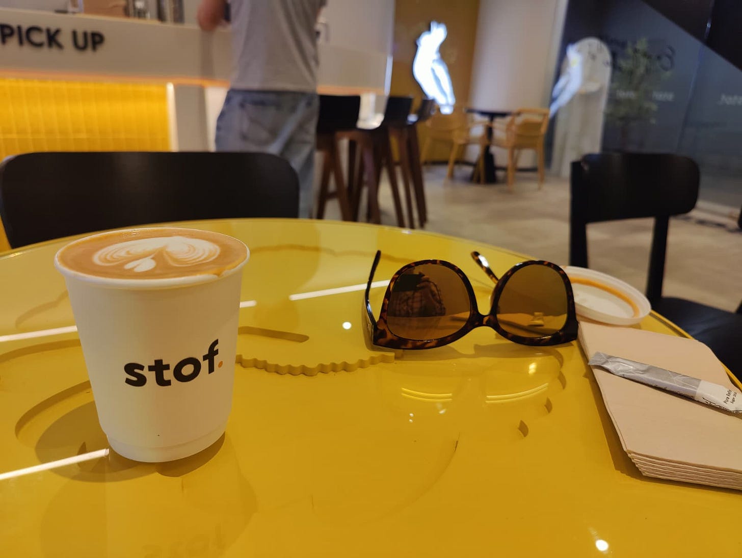 oat latte on a table