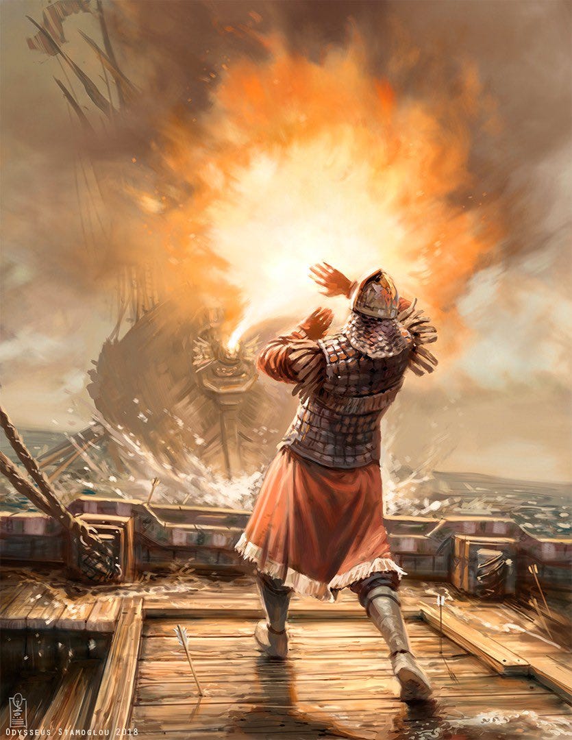 As the Byzantine Empire faded so to did Greek Fire. Perhaps the resources to produce it were lost to enemies, or money became too tight, or periods of upheaval allowed its recipe to fade from memory. Regardless, Greek Fire remains a potent demonstration of Byzantine ingenuity. 