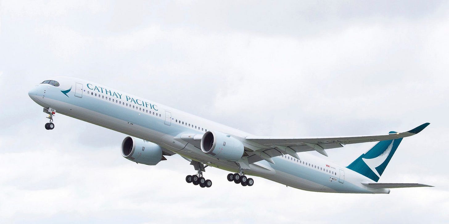 Cathay Pacific Airbus A350-1000 in flight Cathay Pacific Airbus A350-1000 in flight