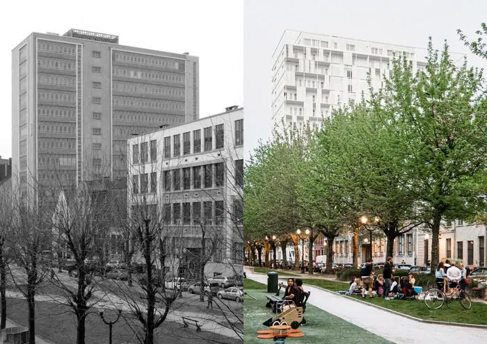 Proyecto The Cosmopolitan en Bruselas, antes y después de la rehabilitación