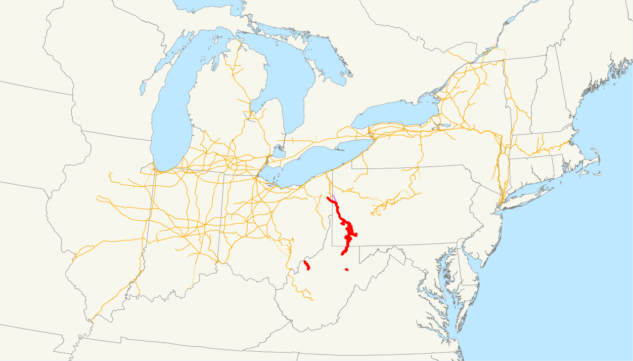 Pittsburgh and Lake Erie Railroad system map (1918).svg