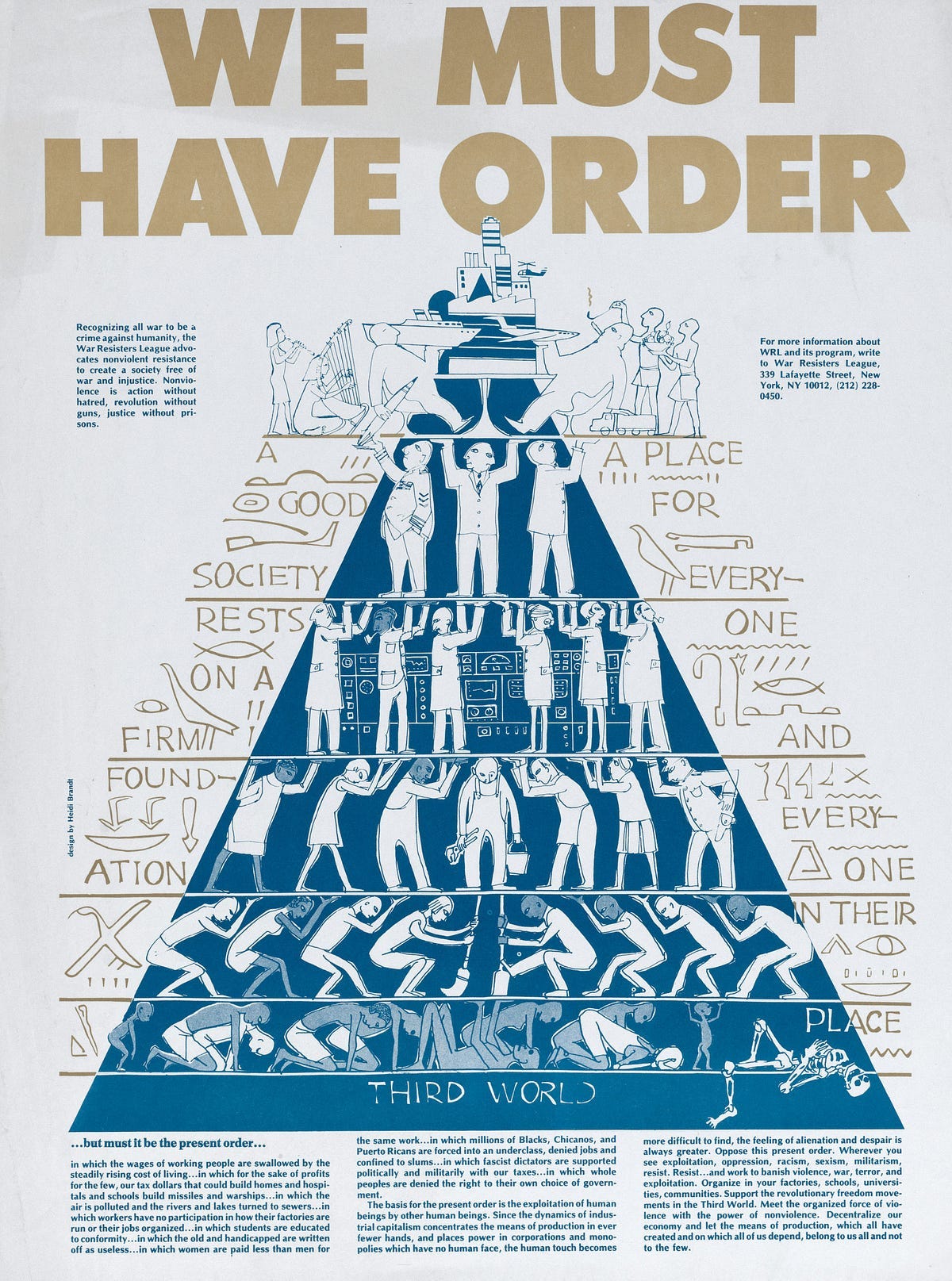 We Must Have Order pyramid showing the suppression of other peoples to support the rich We Must Have Order pyramid showing the suppression of other peoples to support the rich