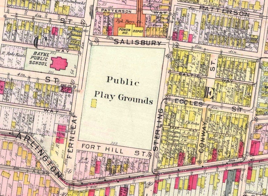 1923 map of the area where the playground is today.