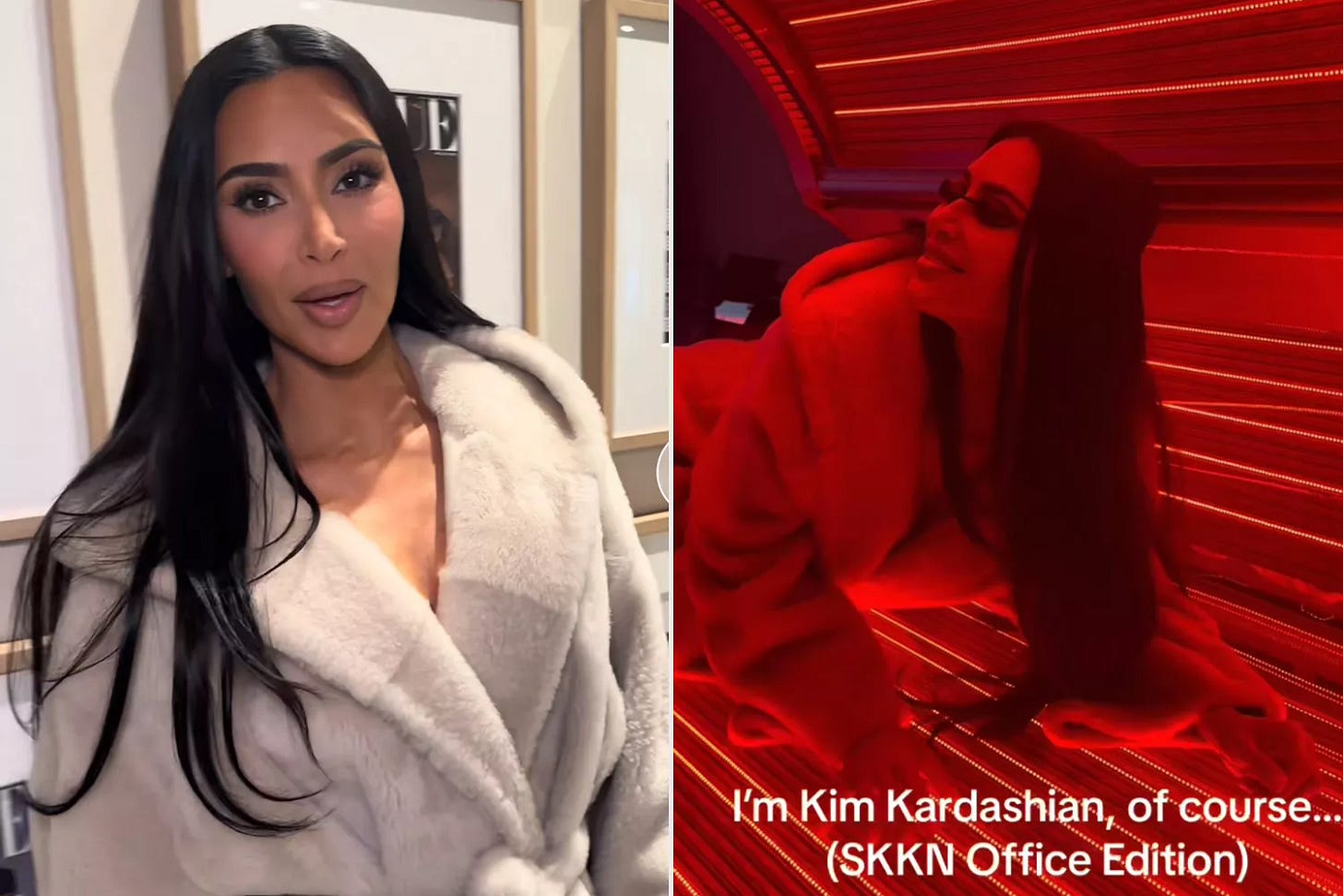 Kim Kardashian Takes on Viral TikTok Trend - and of Course She Has a LED Bed in Her Office