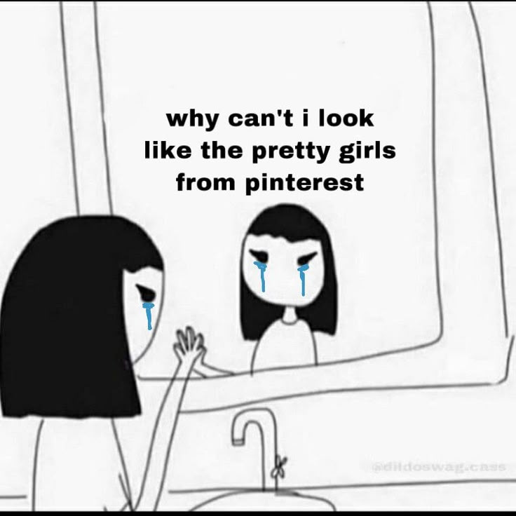 This may contain: two women in front of a mirror with the caption why can't i look like the pretty girls from pinterest?