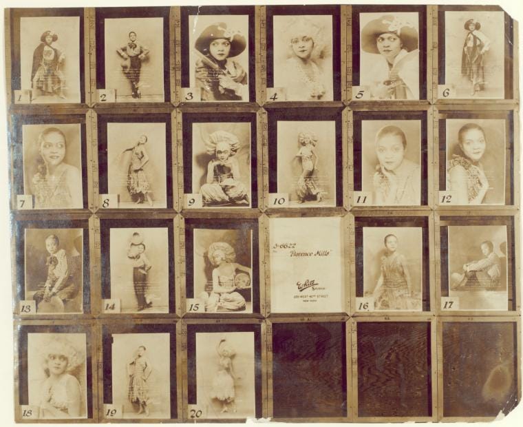 19 vintage images of showgirl portraits in sepia