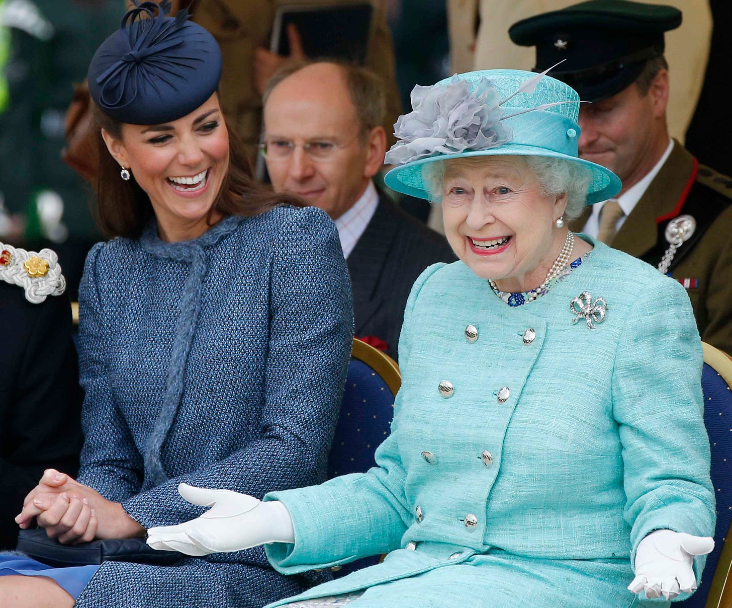 Princess Catherine and the Queen laughing Princess Catherine and the Queen laughing
