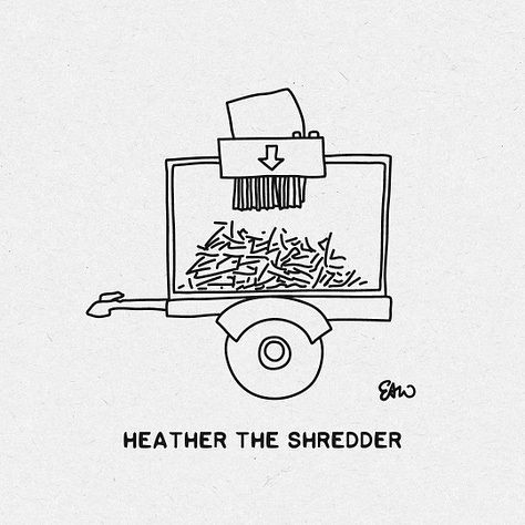 Whimsical trailer concepts each named approapriately to their design such as Ronald the Wreck, Cathy the Catapult, and Heather the Shredder.