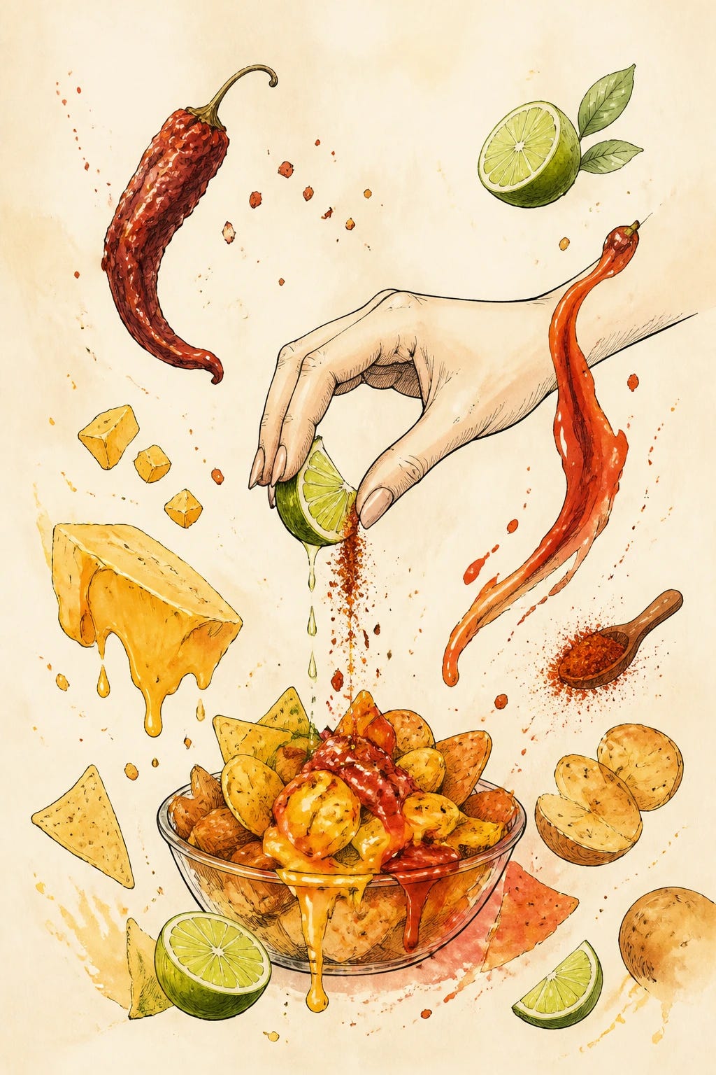 Ilustración de sabores de botanas mexicanas Ilustración de sabores de botanas mexicanas