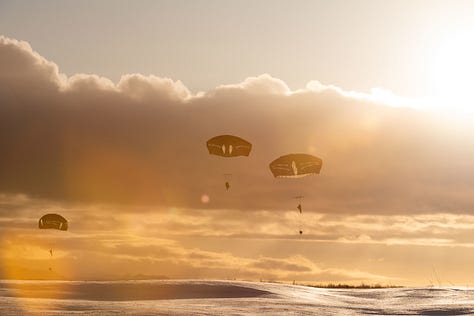 Soldiers assigned to the 2nd Infantry Brigade Combat Team (Airborne), 11th Airborne Division, also known as "Arctic Angels," recently conducted jumps from a Marine Corps KC-130J Super Hercules during airborne operations at Joint Base Elmendorf-Richardson, Alaska.