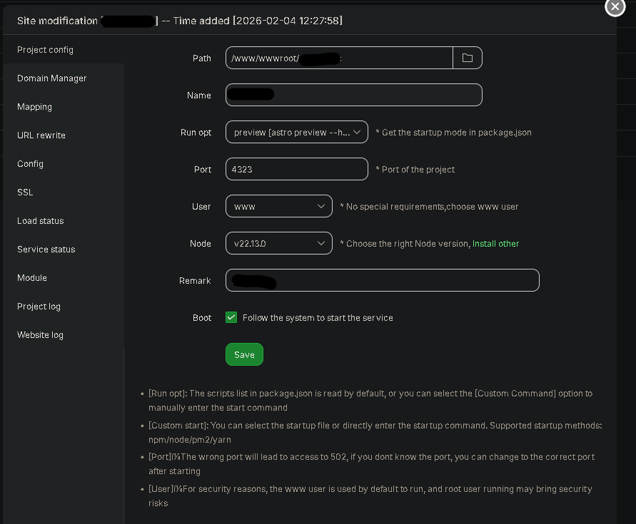Node Project Configuration