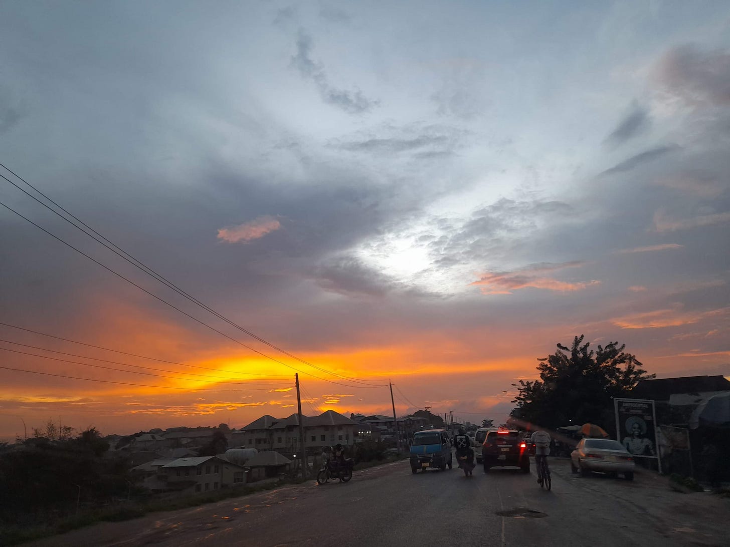 A  picture of the sunset after a rainy day in October 2022, Osogbo, Osun State, Southwest Nigeria.