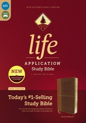 NIV Life Application Study Bible, Third Edition--soft leather-look, brown  - 