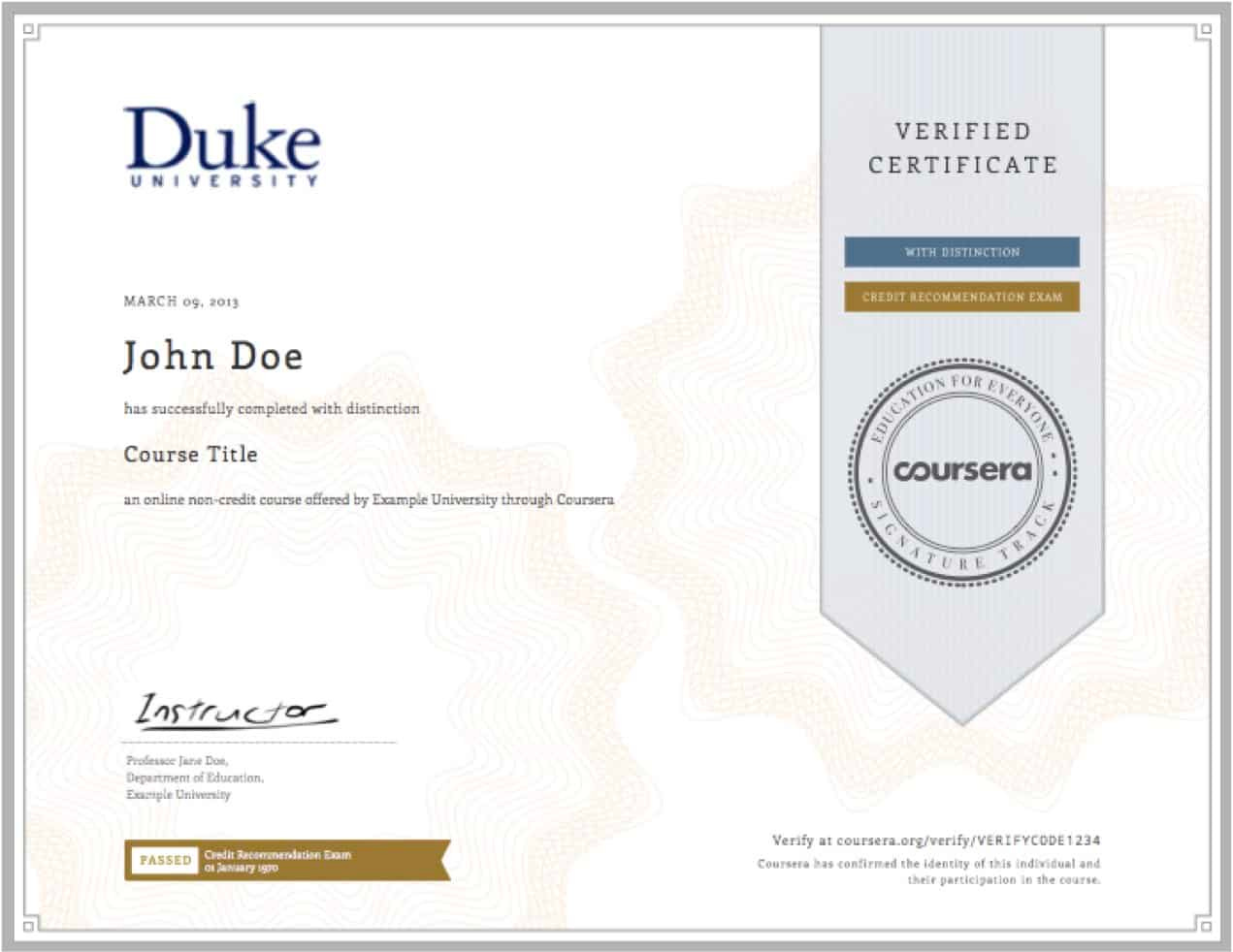 Coursera Verified Certificate