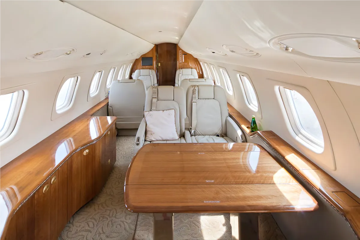 The interior of one of the aircraft operated by the Jet Air Group