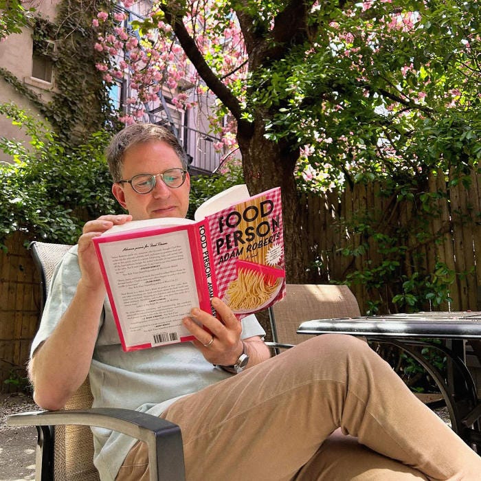 Adam Roberts reading his book, Food Person, outdoors. Adam Roberts reading his book, Food Person, outdoors.