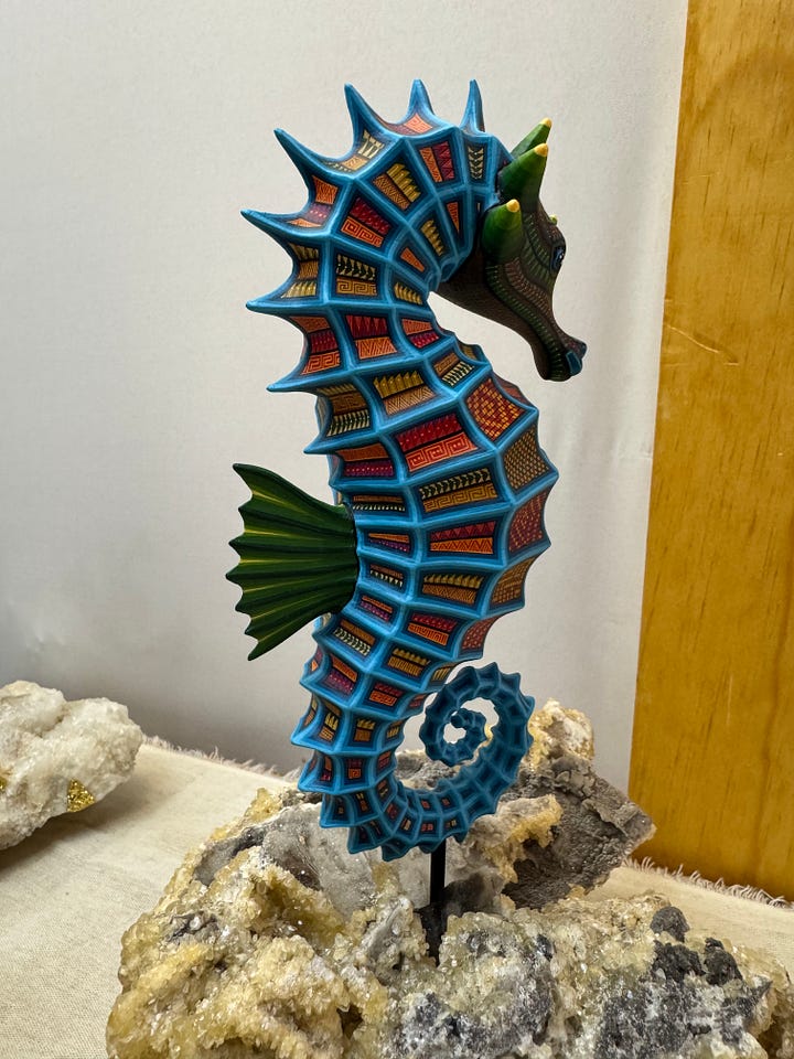 An alebrije seahorse.