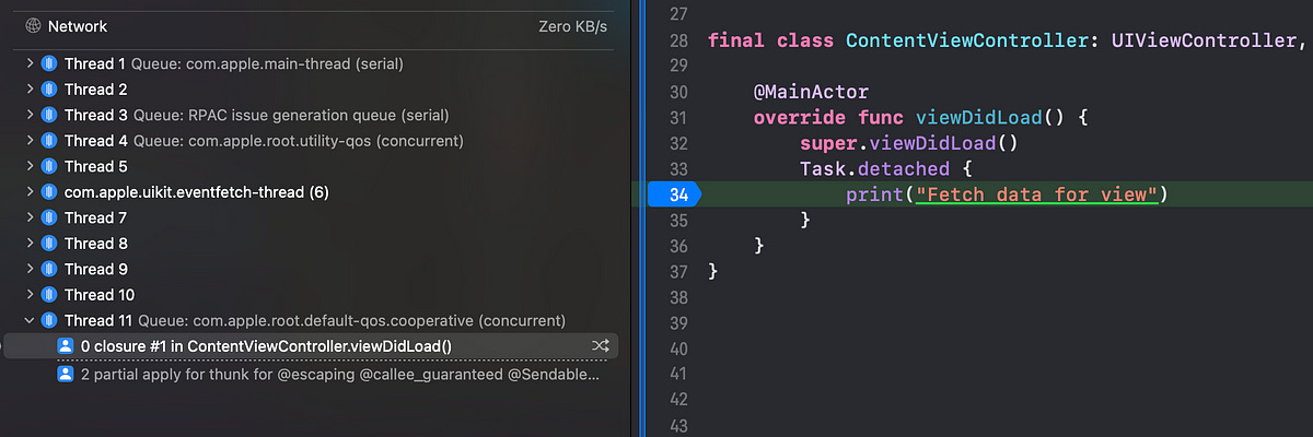 Why is my Task running on the main thread?