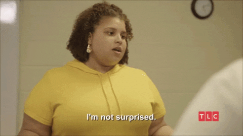 woman saying, "I'm not surprised? are you surprised?"