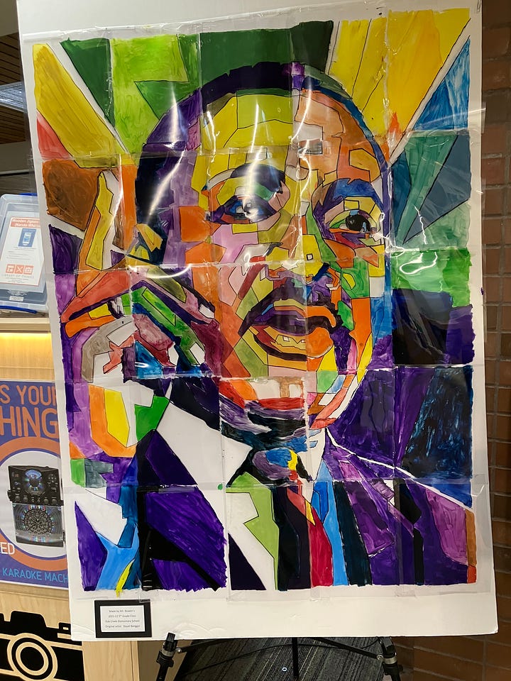 Painting of Martin Luther King Jr and Library event posture