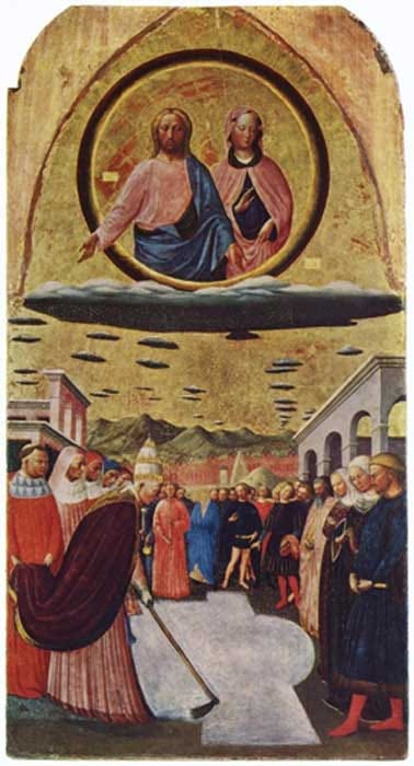 The Miracle of the Snow by Masolino da Panicale. Christ and the Blessed Virgin Mary observe Pope Liberius, who marks in the legendary snowfall the outline of the basilica by Masolino da Panicale (Public Domain) The Miracle of the Snow by Masolino da Panicale. Christ and the Blessed Virgin Mary observe Pope Liberius, who marks in the legendary snowfall the outline of the basilica by Masolino da Panicale (Public Domain)