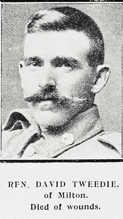 Rfn David Tweedie of Milton. Died of wounds
