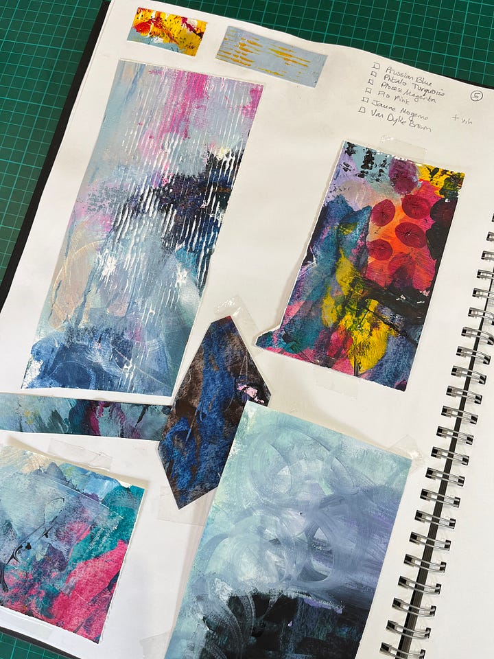 sketch book showing crazy colour swatches