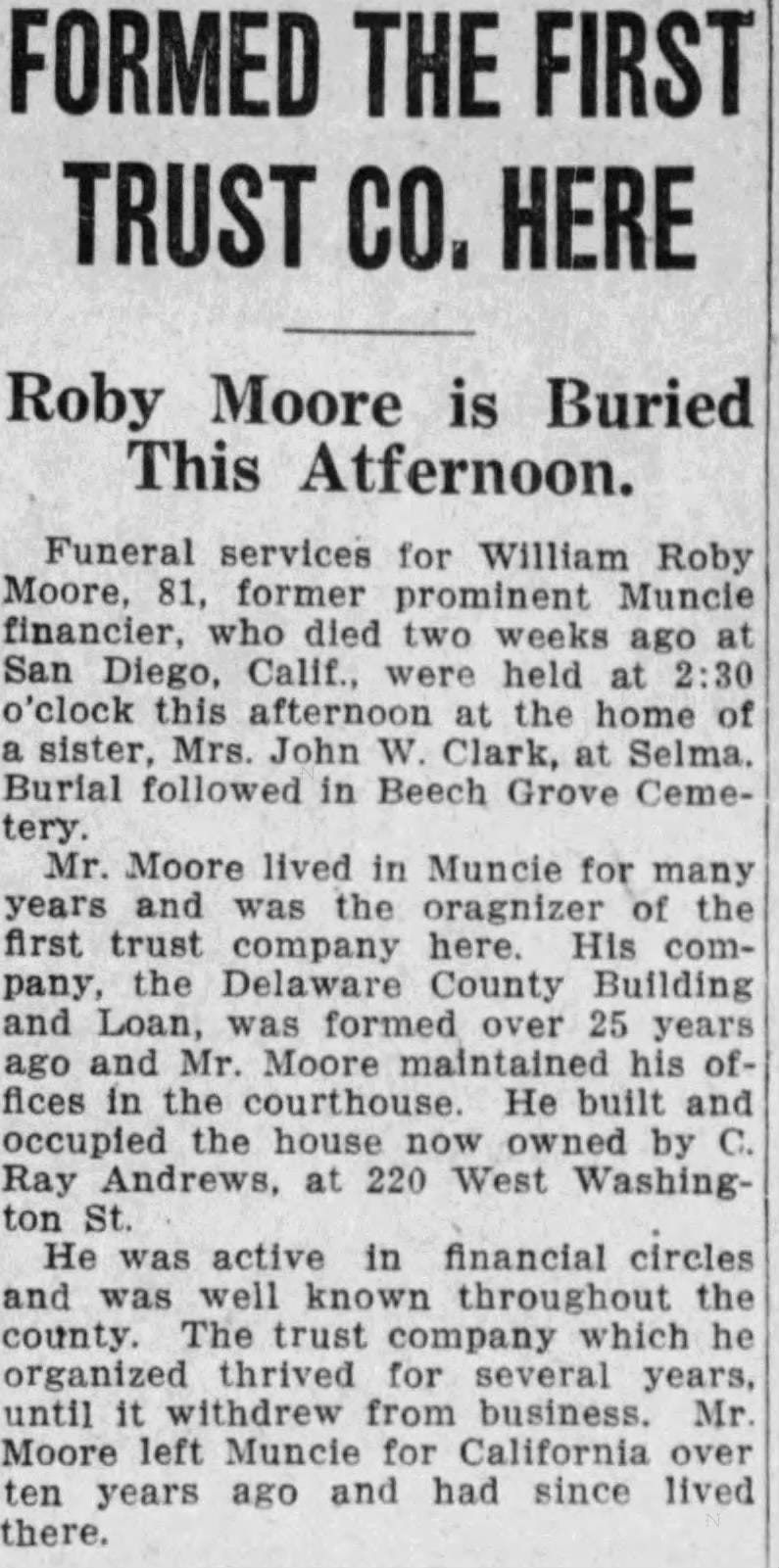 Obituary for Roby Moore