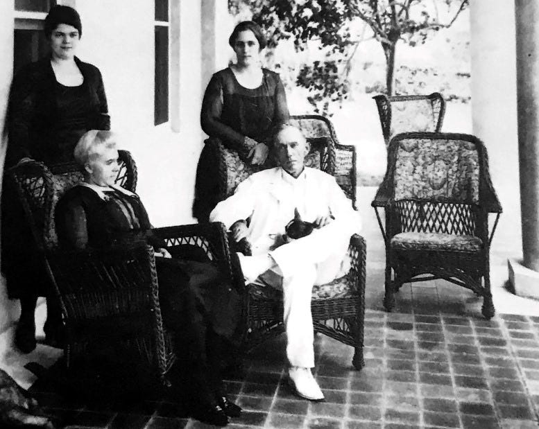 Dr. Jackson, surrounded by his family, on the patio of his Brickell Homewood estate. Courtesy of Florida State Archives. Dr. Jackson, surrounded by his family, on the patio of his Brickell Homewood estate. Courtesy of Florida State Archives.
