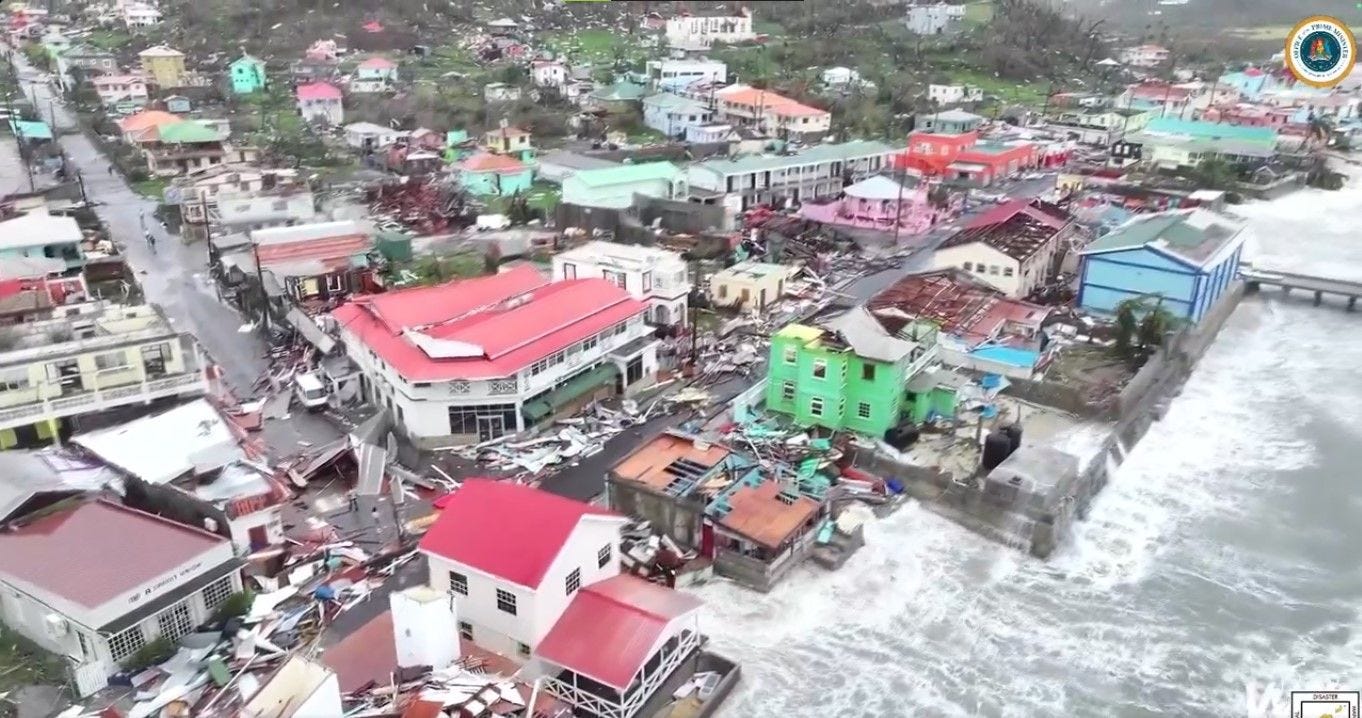 Aerial view of the damage caused by Hurricane Beryl in Grenada (Image courtesy Grenada Information Service Facebook) Aerial view of the damage caused by Hurricane Beryl in Grenada (Image courtesy Grenada Information Service Facebook)