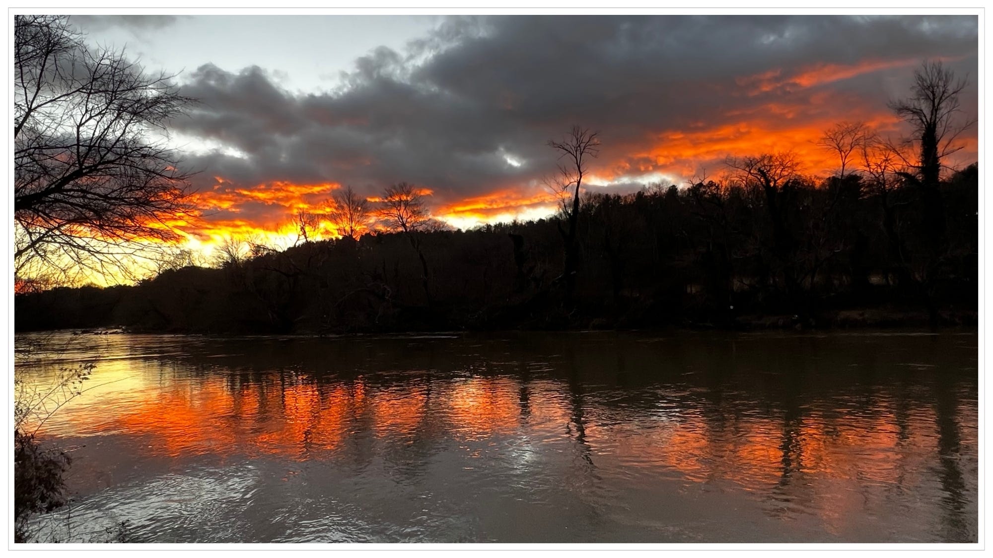 River with trees illuminated by break of day