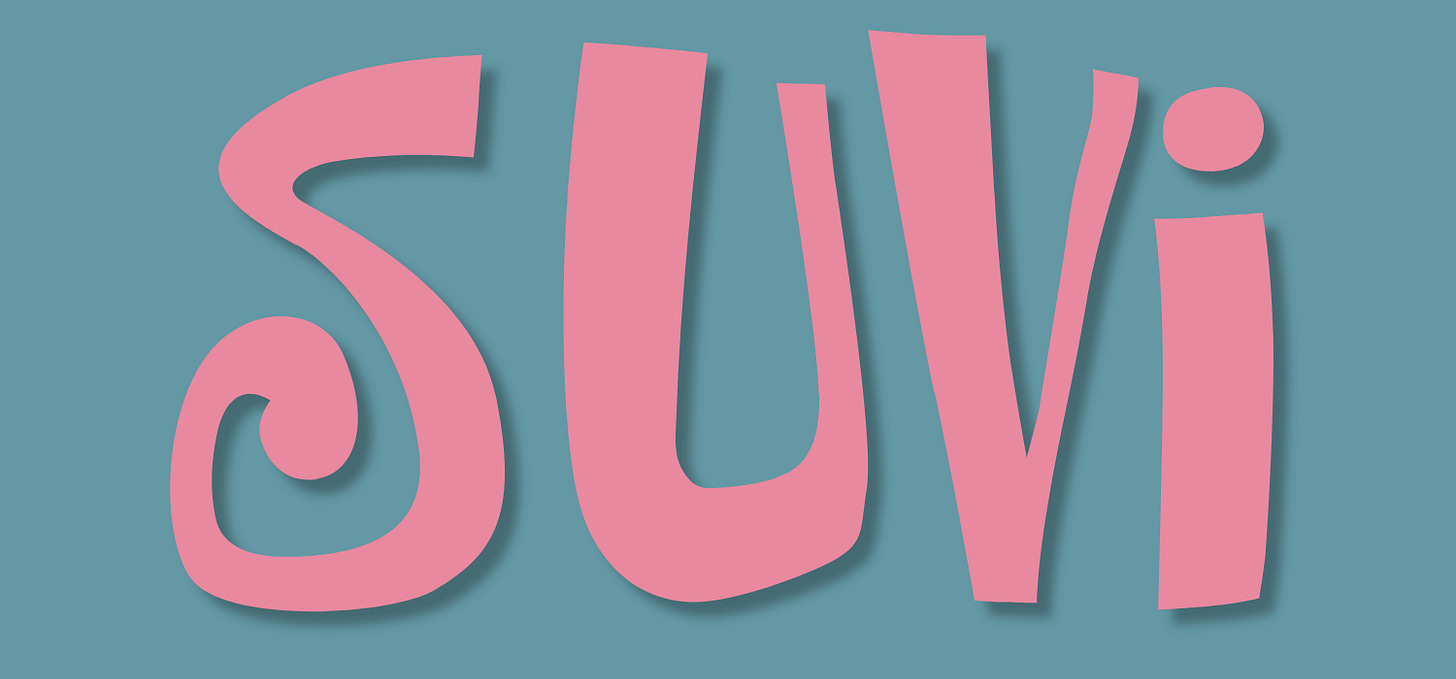 Suvi, written in pink text on dark blue background Suvi, written in pink text on dark blue background