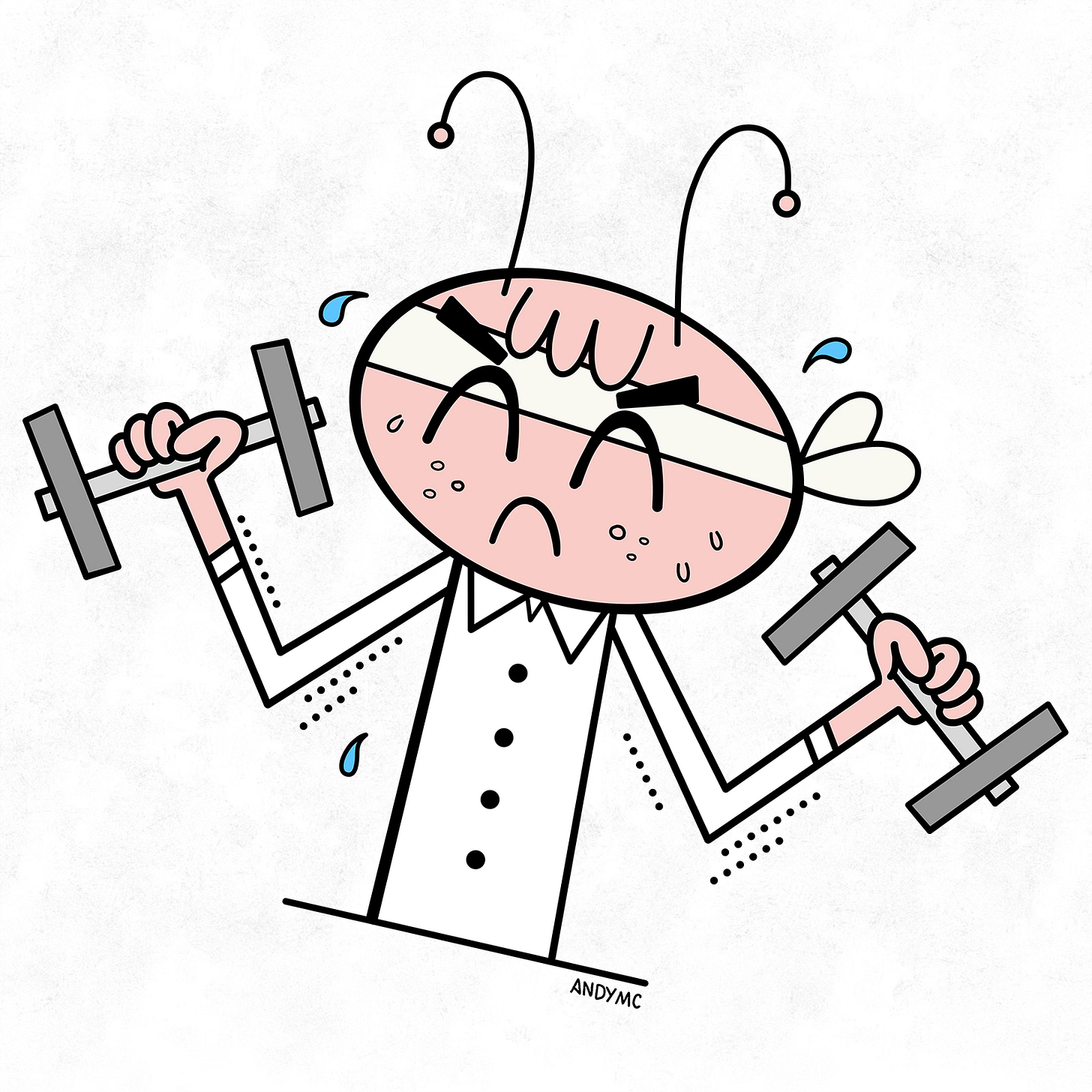 An illustration of an Ant lifting weights.