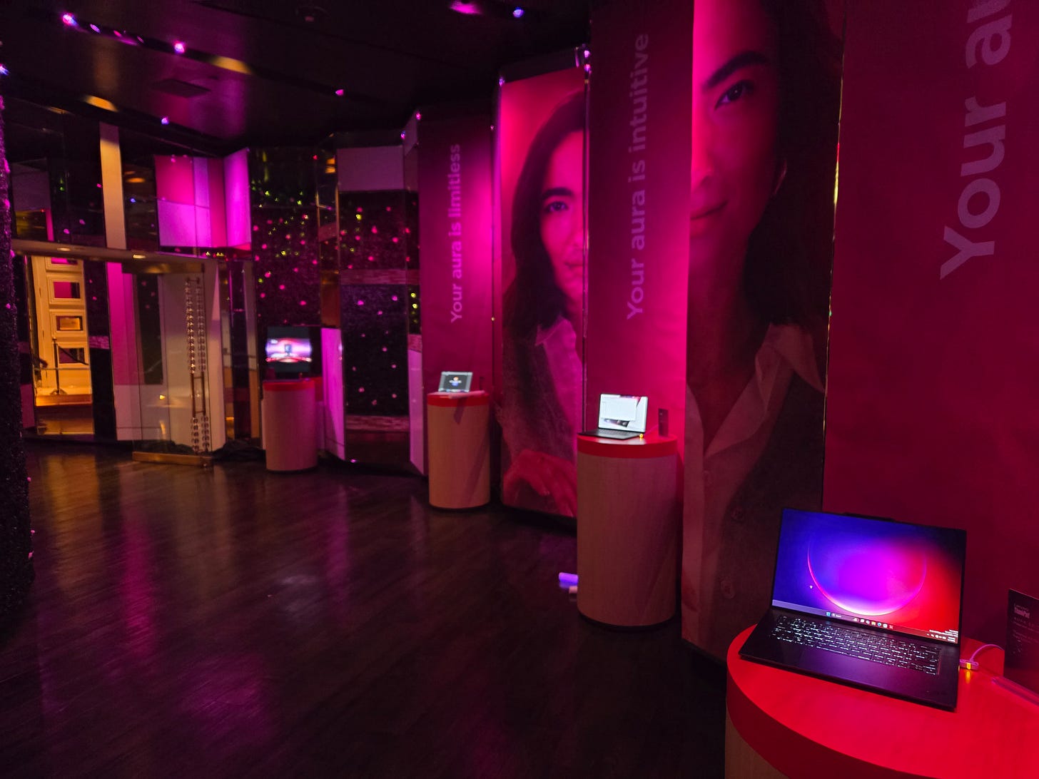 Lenovo laptops at the XS night club.