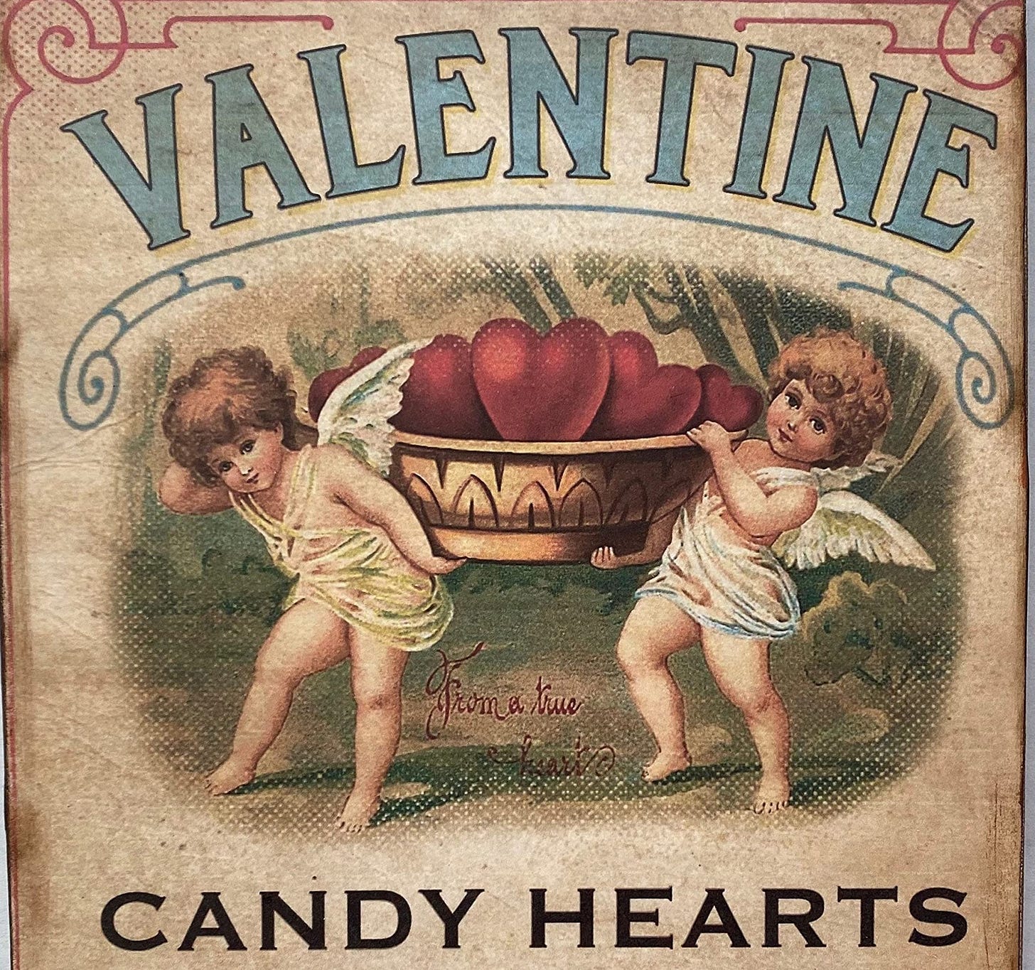 Amazon.com : Primitive Victorian Vintage Style Cupids Heart Valentines Day  Sign, Valentine’s Day Wall Art Home Wall Art Modern Farmhouse Sign Retro ...