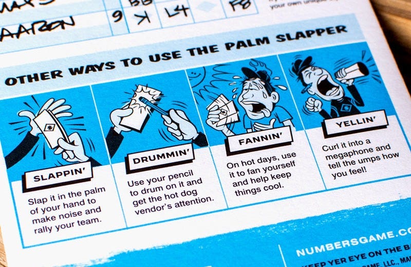 Palm Slapper Single-Game Scorecard
