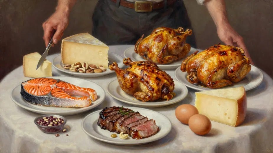 High-quality protein sources include seafood, salmon, nuts, chicken, beef, eggs, beans, and cheeses.