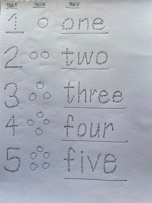 Trace the numbers and words printable worksheet
